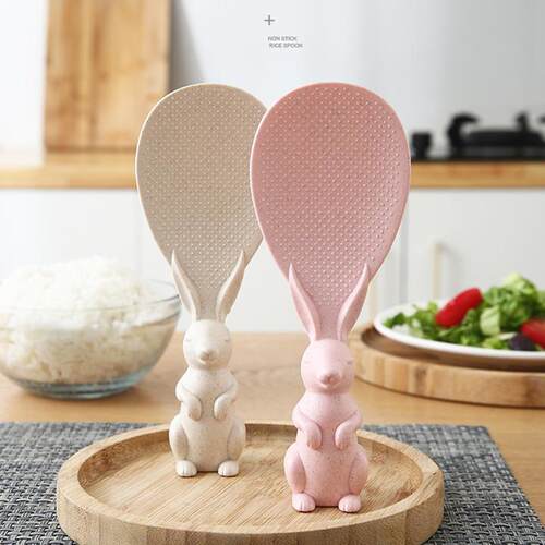 Freestanding Rabbit Rice Spoon, Non-Stick, Kitchen Wheat Str