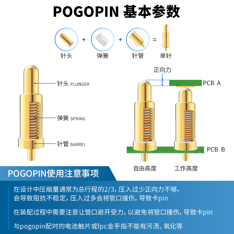 插件弹簧顶针φ1.8-2.0x8.0-9.9mm镀金铜触点充电测试探针pogopin