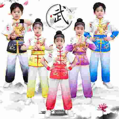 儿童武术服装幼儿中国风表演服装男女练功服训练服渐层比赛演出服