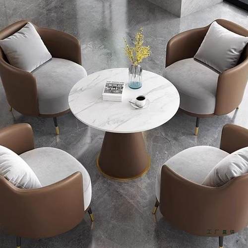 单人沙酒茶几985组合店售楼发处接待洽谈桌沙椅套装办公发会客椅