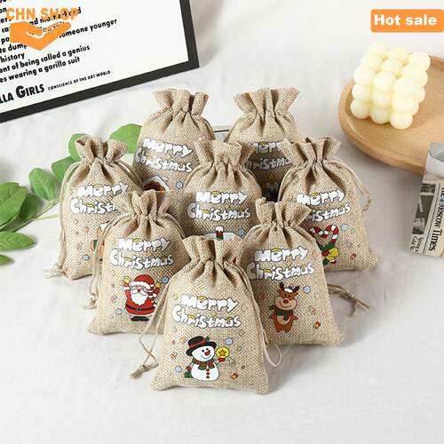 10PCS Christmas gift bag,Drawstring Bags,Wrapping Decoration
