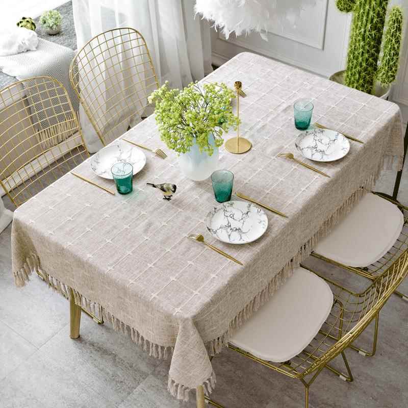 高档美棉桌式布文艺北欧ins餐布艺日麻式布艺方圆形茶几桌垫定桌