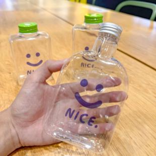 扁方果汁饮料扁瓶油柑茶塑料冷泡奶茶方形外卖果汁鲜榨瓶混果汁瓶