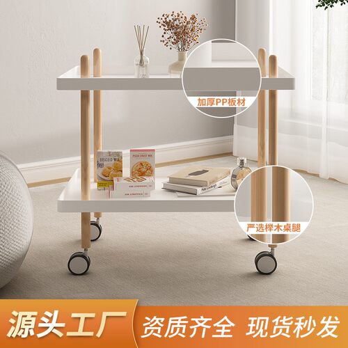 可移动小推车桌子沙发边床边双层小桌子床头柜简约实木边几角几