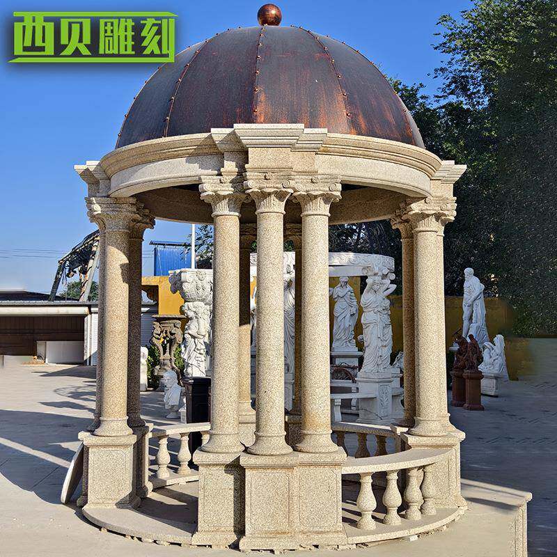 欧式景观亭子花岗岩石材凉亭工厂别墅景区花园圆形亭子