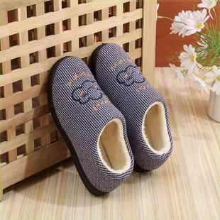 脚蹬保暖加绒防滑冬季 新款 棉鞋 室内妈妈拖鞋 中老年加厚 北京布鞋