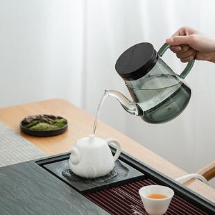 ALI6天然绿木纹石茶盘茶台家用简约乌金石材电木大小号茶托盘茶具