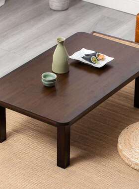 黑胡桃榻色长楠竹炕桌实木ABF方小桌方形床上学习桌饭桌榻米茶几