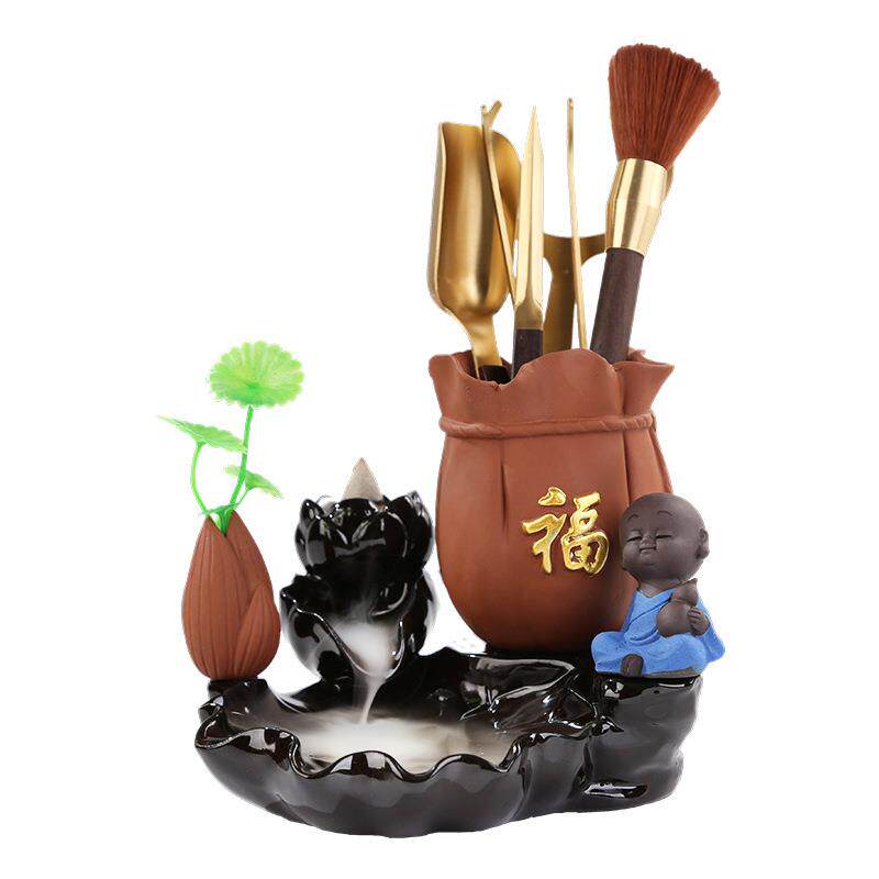 纯铜六君子套装功夫茶具黑檀木泡茶工具茶夹针倒流香创意茶道配件