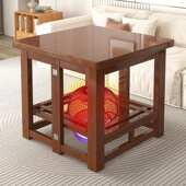 烤火桌子全套一整套家用多功能简易楠竹烤火架可折叠电桌茶几饭桌