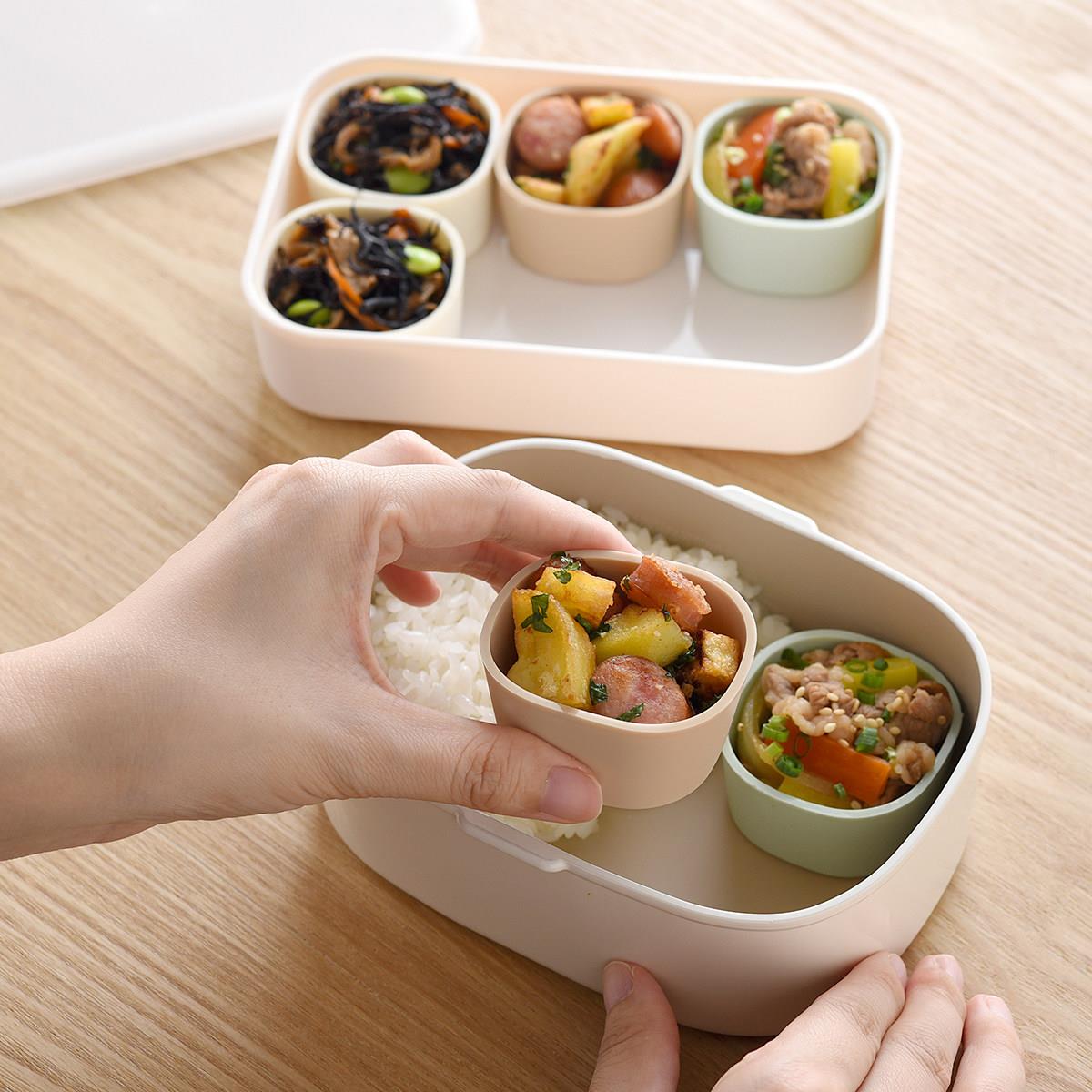 日本硅胶便当盒隔菜杯分格杯辅食盒冷冻冷藏可微波炉加热重复使用