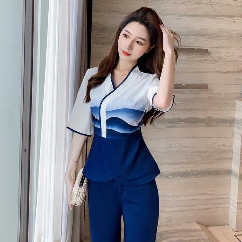2024新款美容院工作服女春夏秋冬适用美容师养生馆服足疗技师服足
