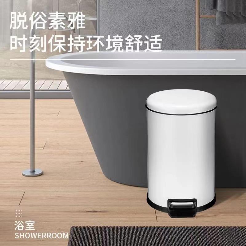 12L家用圆形不锈钢垃圾桶酒店客房办公室缓降脚踏内外双桶收纳桶
