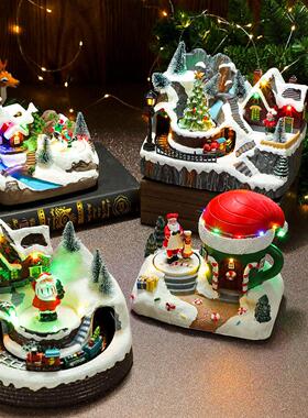 Rotating Train Music Box - LED Light Up Christmas Gift圣诞