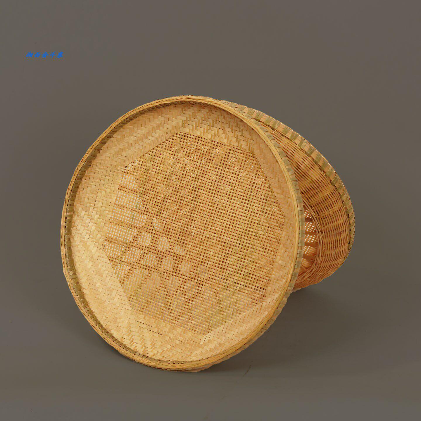 手工精编竹编圆形筛子簸箕农用竹制品编织筛斗厨房用品