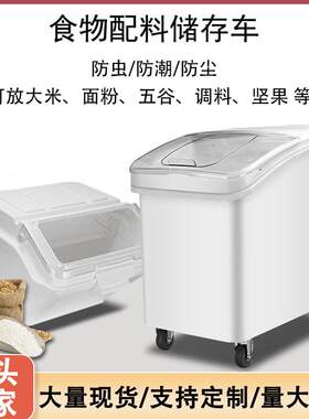 带滑轮滑盖式储物桶五谷杂粮收纳箱可移动白糖面粉果仁干货米桶车