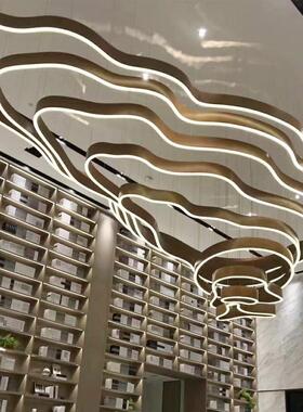 售楼部沙盘山脉吊灯酒店大堂商前台场展厅多层梯田环形艺术工程灯