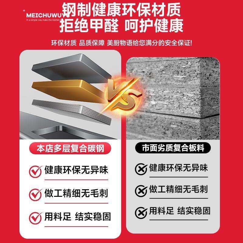 美厨物语特厚钢制置物架落地多功能防尘收纳家用多层架橱柜储物柜