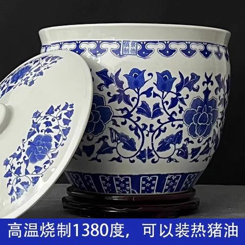 景德镇10斤20斤30斤50斤青花陶瓷米缸大号猪油罐厂家糯米酒醪糟