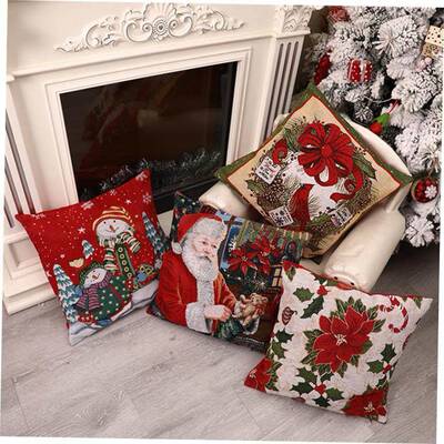 Christmas Pillowcase Square Cotton Cushion Cover Throw