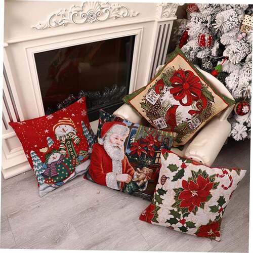 Christmas Pillowcase Square Cotton Cushion Cover Throw