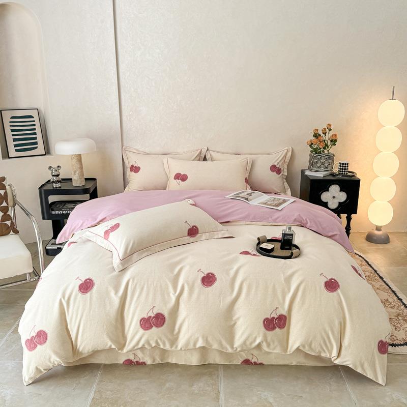 秋冬AB版全棉磨毛四件套纯棉加厚保暖床单被套床上用品南通家纺