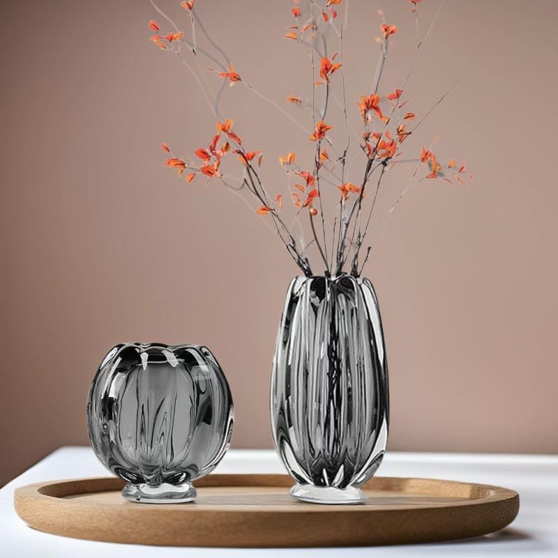 加厚琉璃花瓶北欧工艺品插花花器瓶客厅样板间售楼处装饰家居摆件
