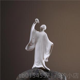 正品件龙器禅意无相陶瓷人摆玄关客厅茶室办公博室古物架软装饰工