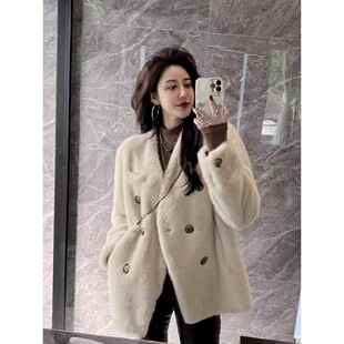 专柜2025冬新款 大衣外套女 皮毛一体毛毛彷皮草网红加厚水貂绒短款