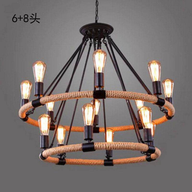 美式复古吊灯工业风餐厅店铺创意个性铁艺麻绳装饰酒吧咖啡店灯具