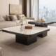 客厅家用意式 高级正方形岩板轻奢小户型简约茶几客厅极简环保茶几