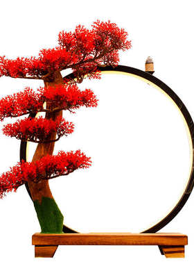 新中式创意禅意摆件家居倒流香客厅led灯圈办公室会所招财装饰品