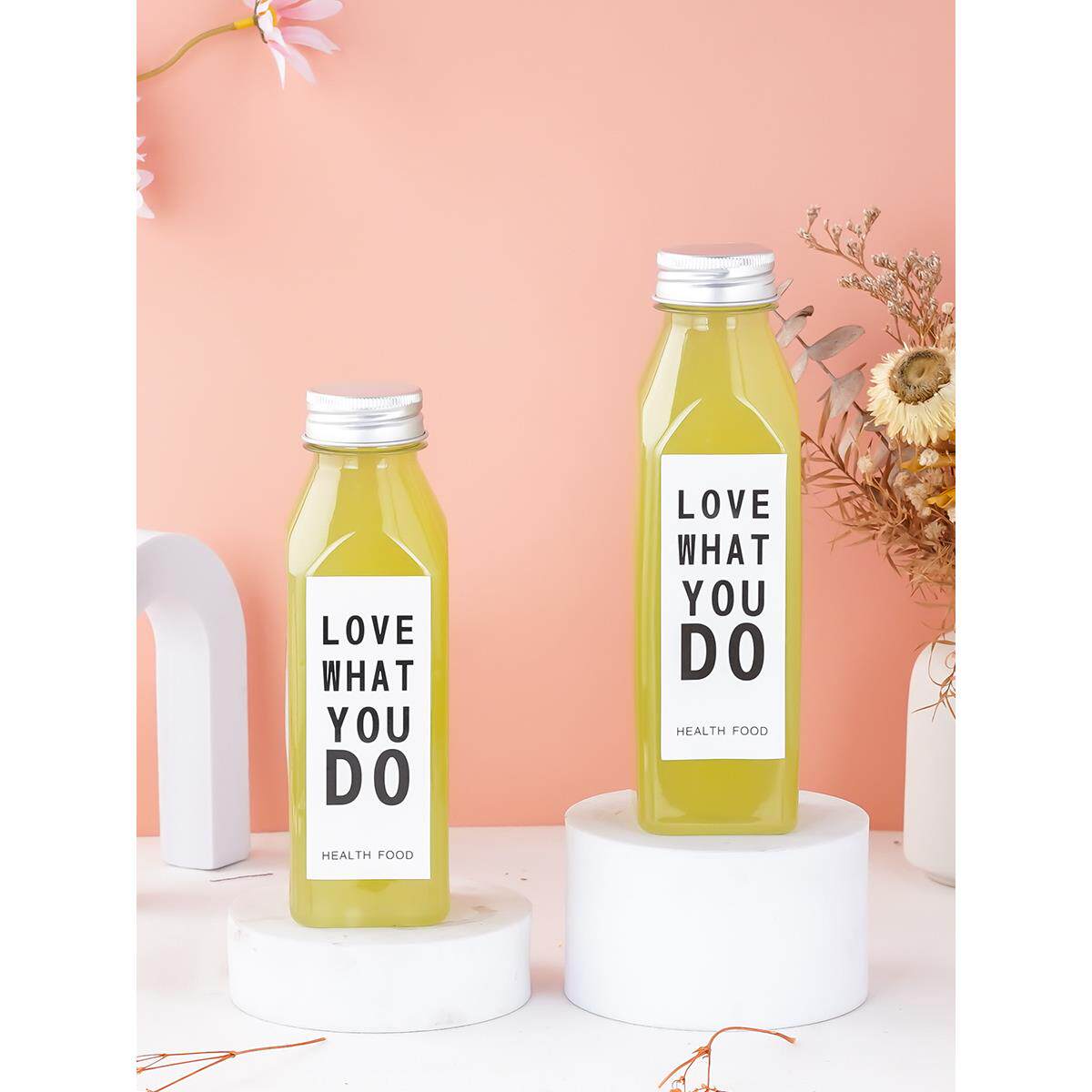 350Ml-400Ml方瓶加厚果汁瓶耐高温食品级Pp塑料瓶奶茶瓶果汁瓶