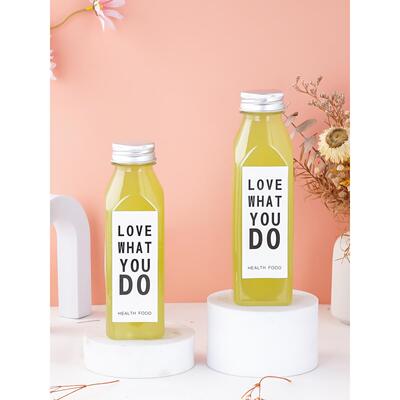 350Ml-400Ml方瓶加厚果汁瓶耐高温食品级Pp塑料瓶奶茶瓶果汁瓶