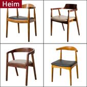 北欧实木餐椅牛角椅靠背椅子现代简约会议办公广岛椅家用电脑木椅