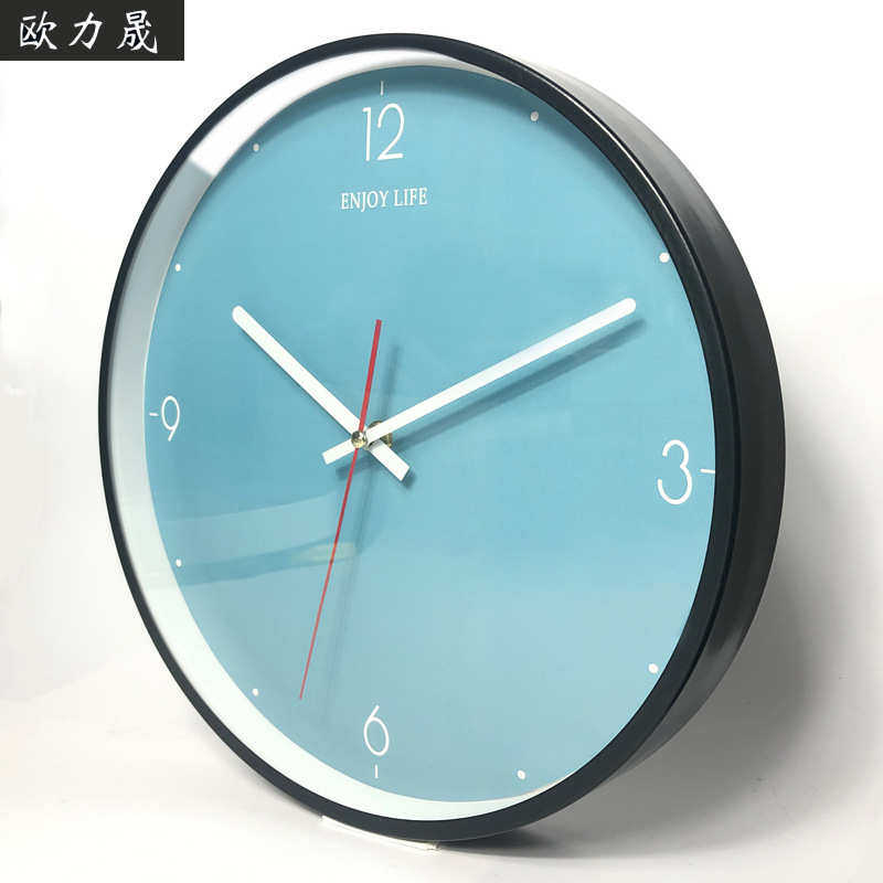 寸金简约时钟石英钟艺扫12批发钟表挂钟静音秒属铁现代艺术蓝色