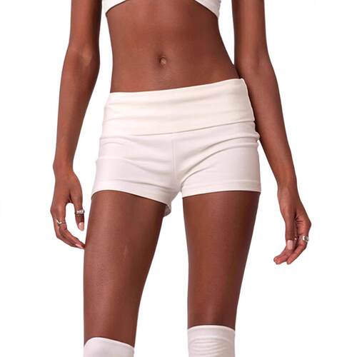 Simple Striped Folded Waist Shorts Casual Daily Basic