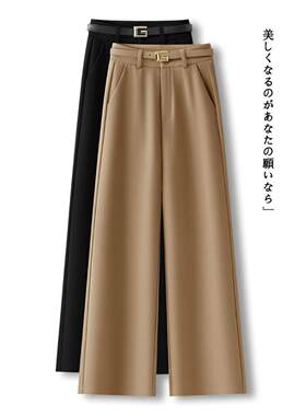 JOLIMENT卡其色西装阔腿裤女春季2026新款宽松直筒裤九分休闲裤