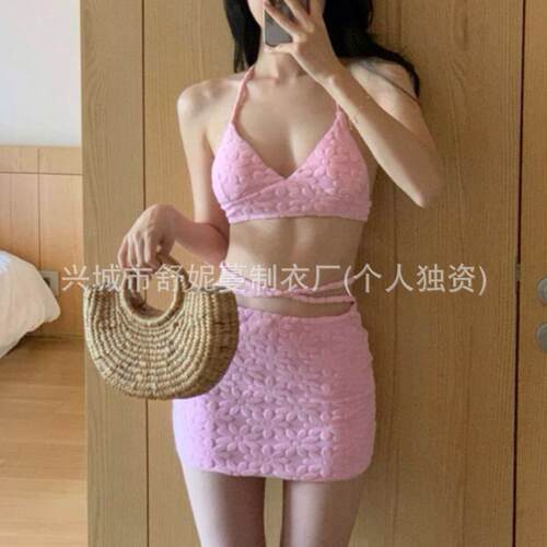 Cute 3D floral style swimsuit skirt style swimsuit women's