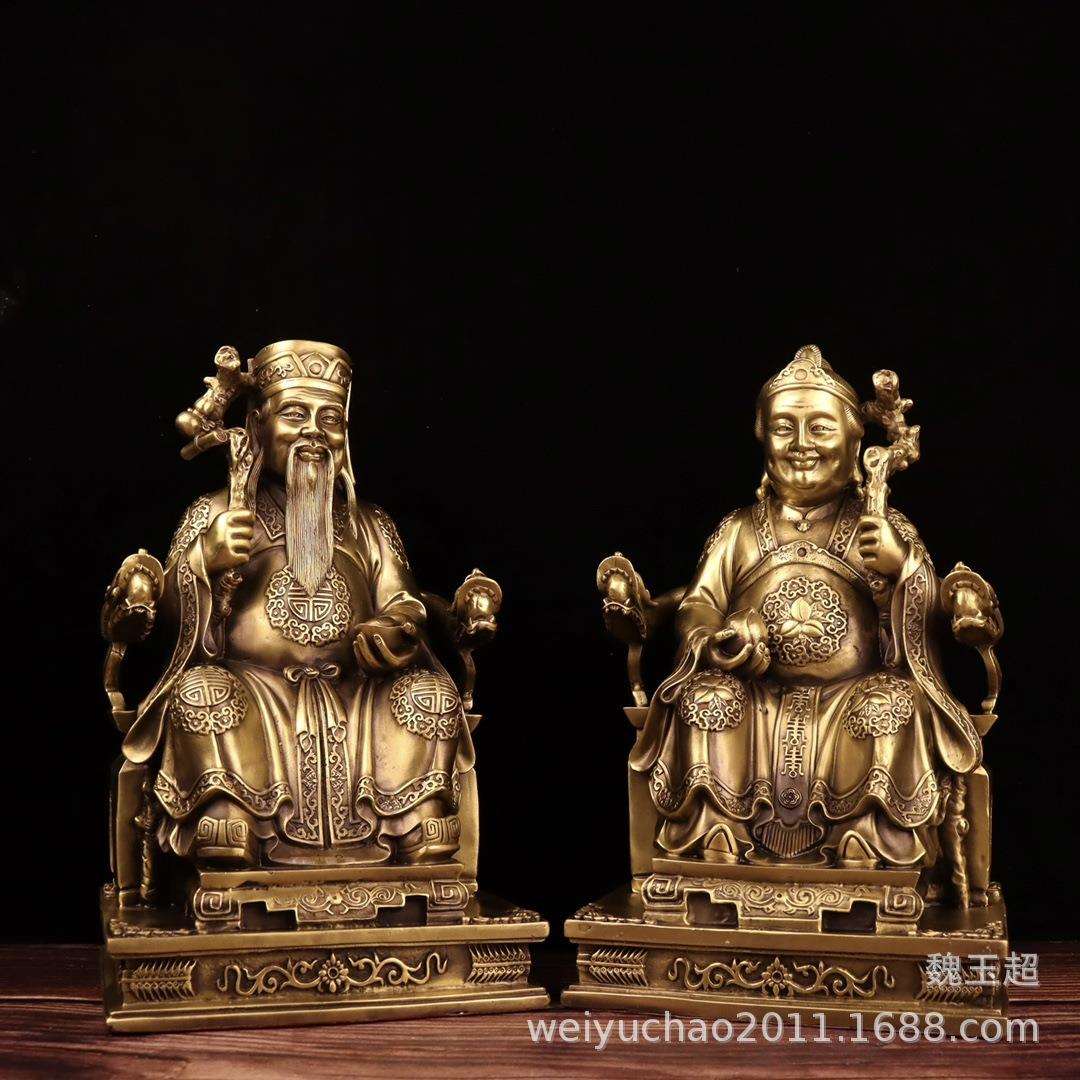 纯铜土地公土地婆摆件大号土地爷土地奶奶家居客厅装饰工艺品