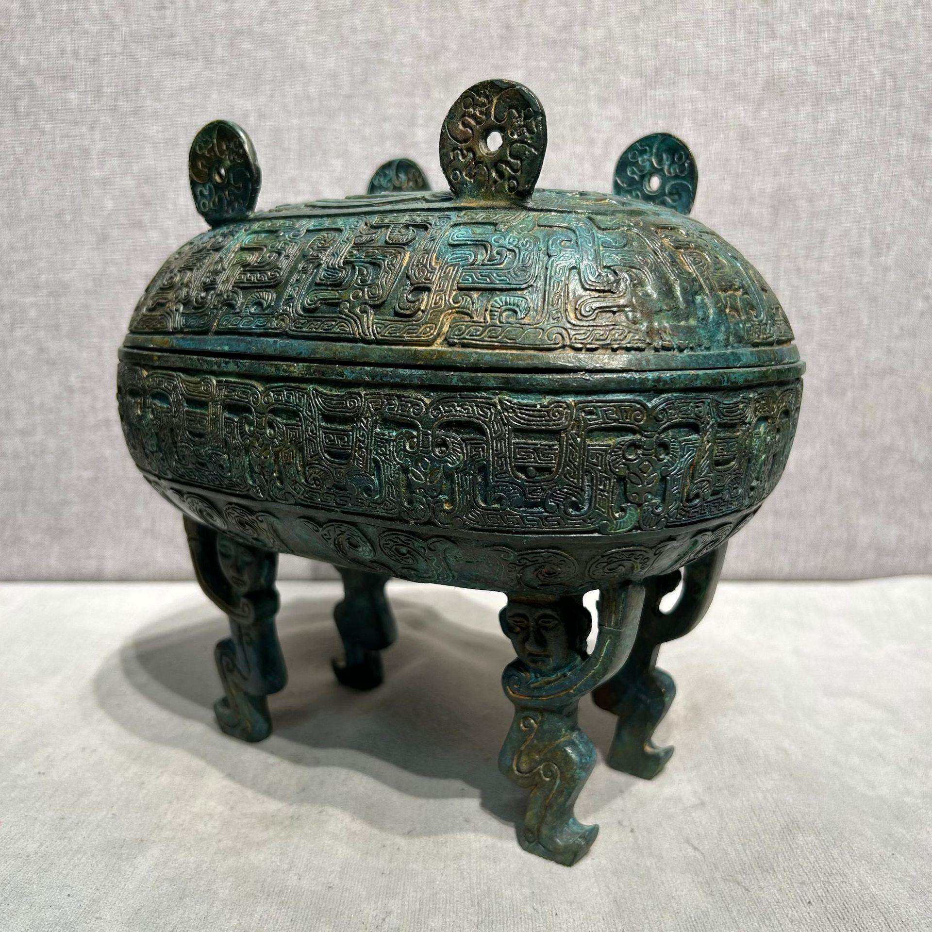 带盖人抬盨仿古青铜器礼器工艺品居家装饰摆件厂家生产收藏