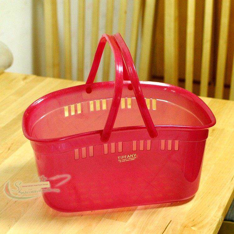 韩国进口带柄塑料收纳篮，浴室收纳篮，洗浴排水多用提篮