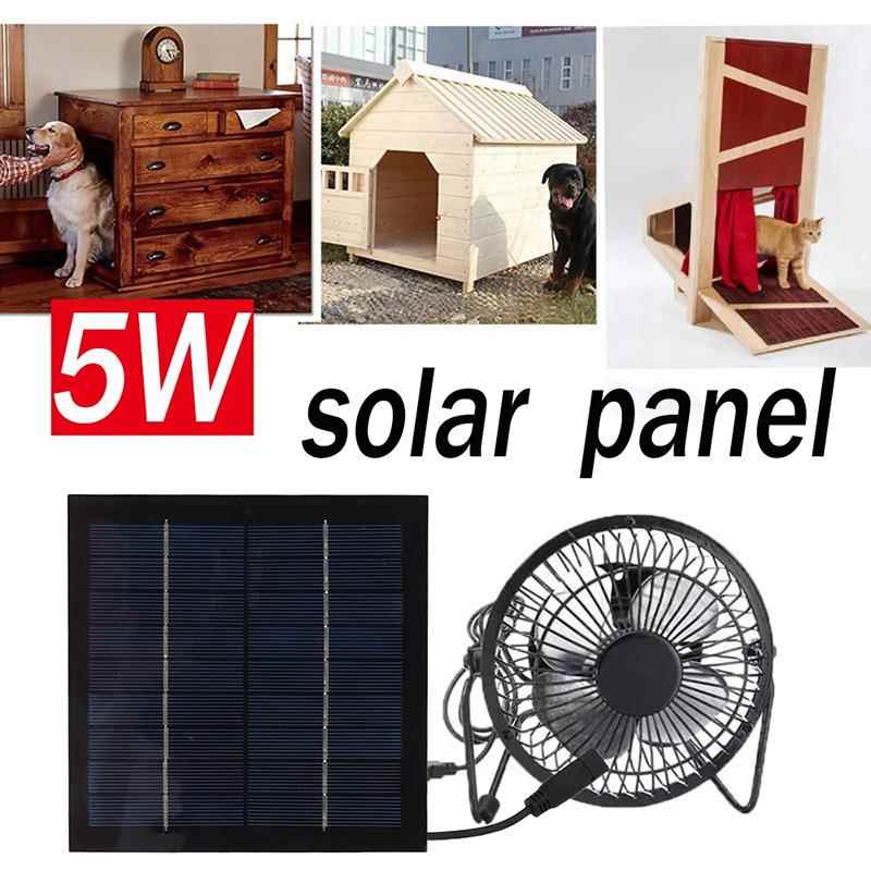 迷你太阳能板电风扇便携式太阳能排气扇适用野营办公室户外狗鸡舍