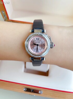 [9.8新]卡地亚帕莎W3140026外圈后镶钻石英女士手表