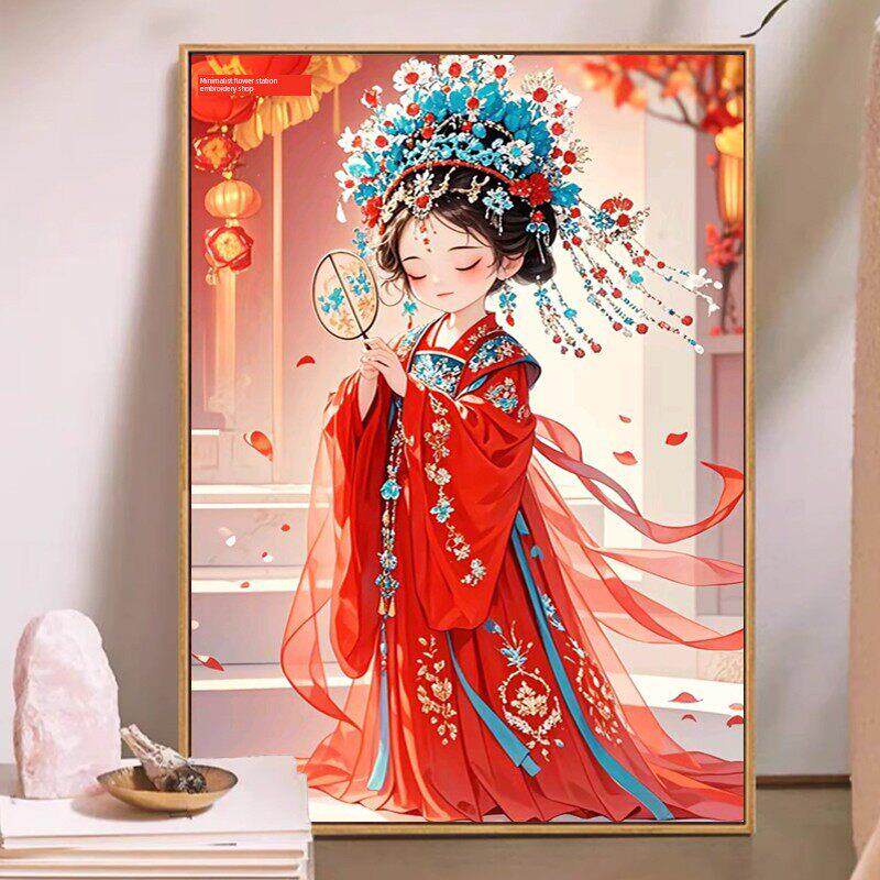 古风美女钻石画2025新风格客厅卧室卡通婚礼节日手工礼物钻石十字