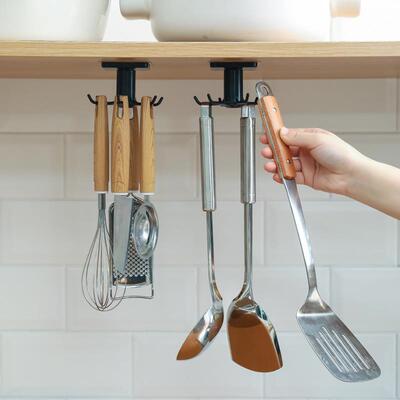Kitchen No-Drill Wall Storage Rack and Shelf with Rotatable