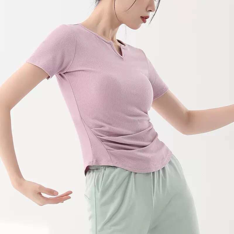 现代舞蹈练功服女长袖套指上衣新款中国舞古典形体训练舞蹈服短袖