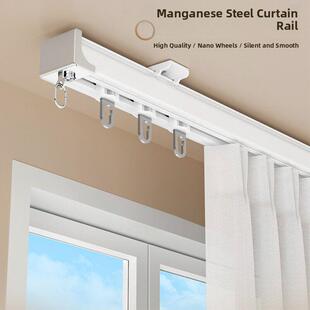 窗帘轨道钩式滑轨滑轮直轨导轨侧面阳台窗帘杆高承重抗压滑轨静音