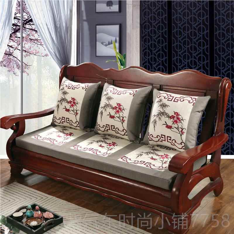 高档新木中木沙发坐垫老式实木海绵式头沙发垫套布艺红防滑四季可