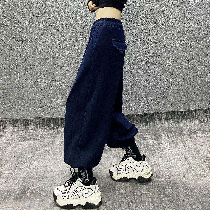 SPYB美式宽松休闲运动裤女秋新款高腰显瘦百搭直筒束脚卫裤灯笼裤